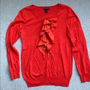 GAP sweater w/ silk ruffle detail